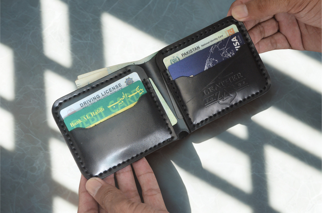 Leather Zar 100% Pure Leather Men’s Bifold Wallet – Black