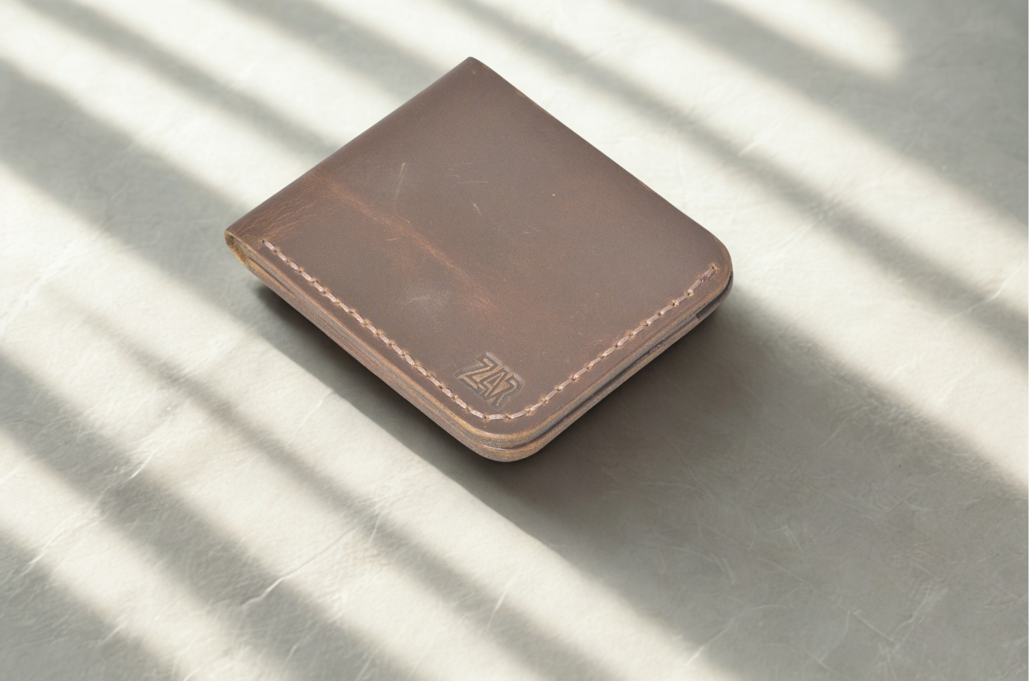 Leather Zar Genuine Oil Wax Leather Bifold Wallet – Dark Brown